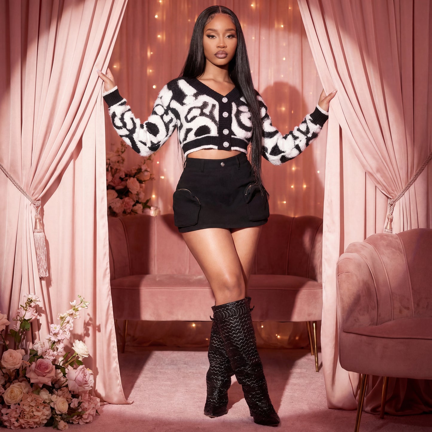 Cropped Y2K Knit Cardigan